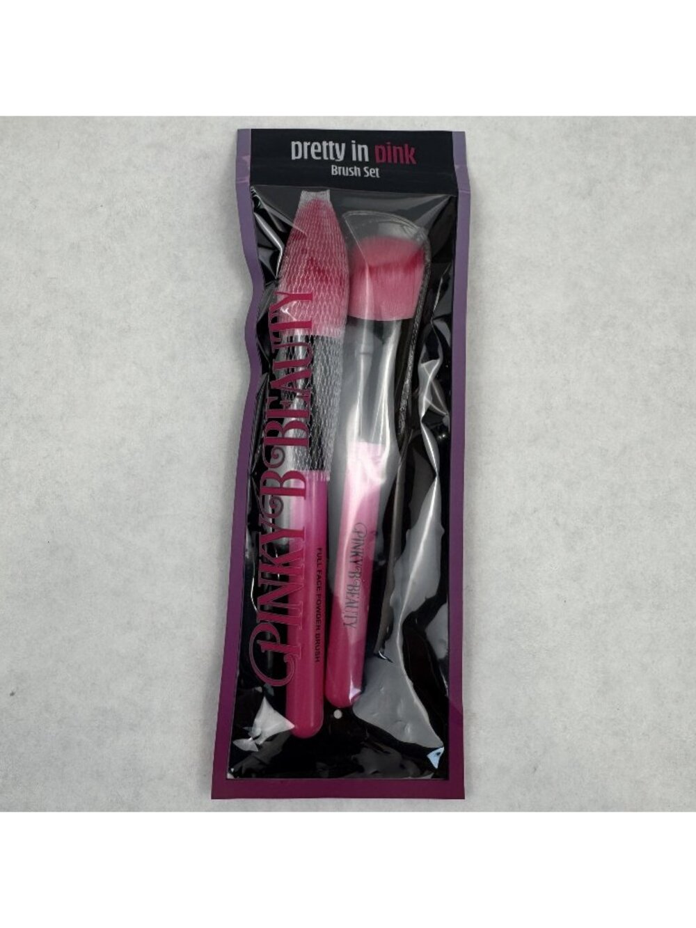 Pinky B Beauty Pretty In Pink Makeup Brush 2-Piece Set Powder Blush Contour NEW